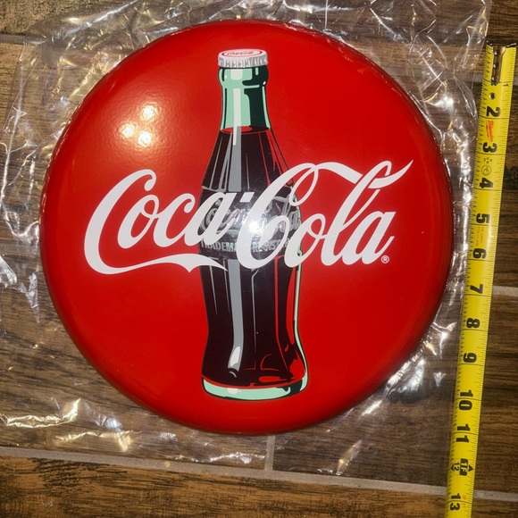 Coca-Cola 12” Round Metal Tacker Type Sign - Picture 3 of 5